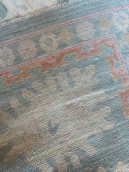 Afghan Oushak Rug, 12'1" x 15', in beige, gold, green and peach - photo 4