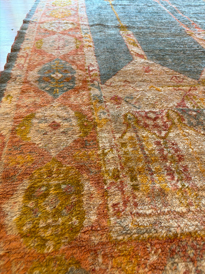 Antique Turkish Oushak Rug, 5'6" x 6'11", in blue, cream, green and orange - photo 4