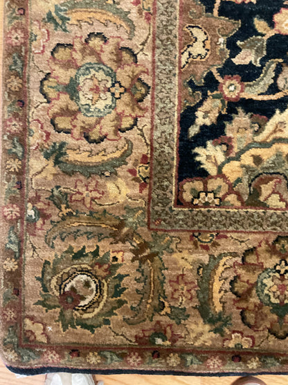 Indian Agra Jaipur Rug, 6' x 8'11", in beige, gold, navy and olive - photo 3