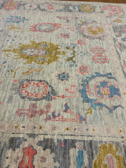Pakistani Oushak Rug, 3'10" x 5'11", in blue, charcoal, gold and ivory - photo 7