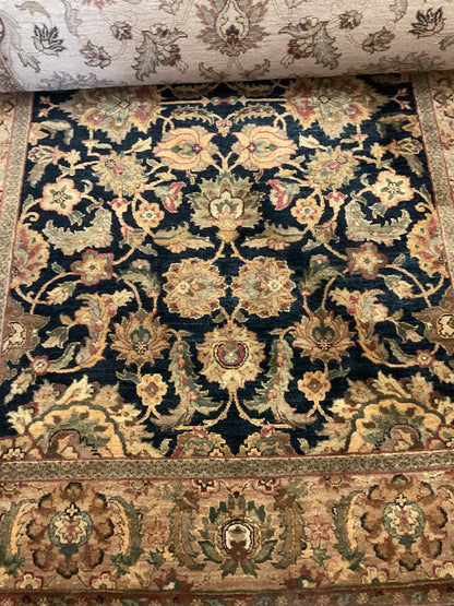 Indian Agra Jaipur Rug, 6' x 8'11", in beige, gold, navy and olive - photo 2