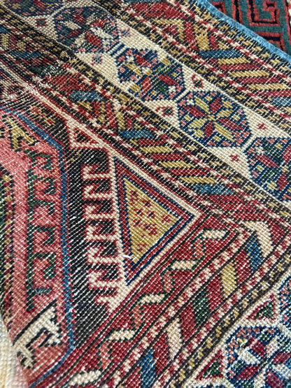 Antique Russian Kazak Runner, 2'11" x 11'1", in burgundy, ivory, navy and red - photo 3