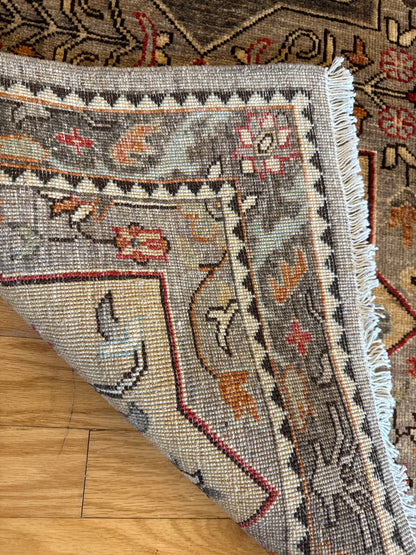 Afghan Peshawar Runner, 2'6" x 5'9", in brown, grey, ivory and orange - photo 6