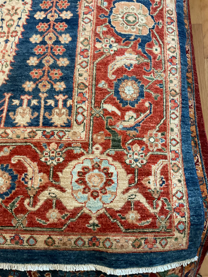 Afghan Bidjar Rug, 8'9" x 11'9", in cream, navy and red - photo 2
