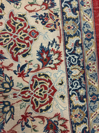 Antique Persian Esfahan Rug, 6'10" x 10'7", in blue, burgundy and ivory - photo 4