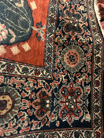Antique Persian Sarouk Farahan Rug, 4'3" x 6'7", in beige, navy, rust and teal - photo 6