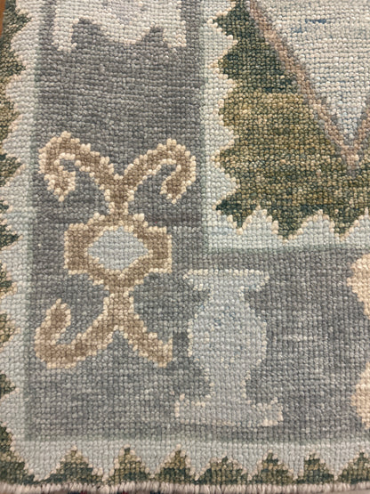 Turkish Oushak Rug, 7'2" x 9'2", in blue, cream, green and ivory - photo 3