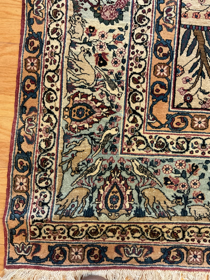 Antique Persian Tehran Rug, 9'10" x 13'5", in baby blue, gold, ivory and navy - photo 9