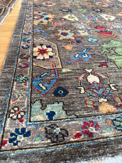 Afghan Peshawar Runner, 3'1" x 6', in baby blue, brown, cocoa and grey - photo 4