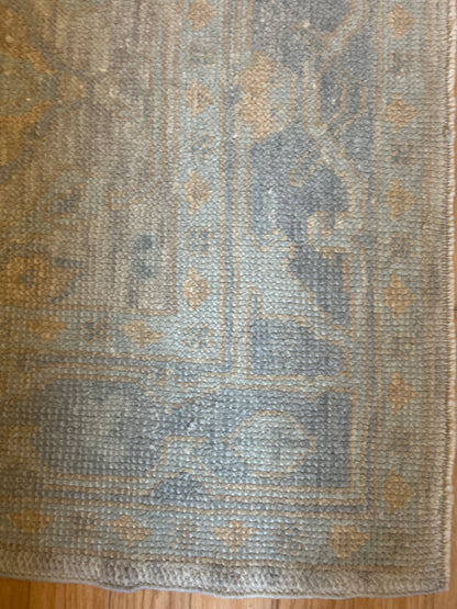 Turkish Oushak Runner, 3' x 17'7", in baby blue, beige and grey - photo 3