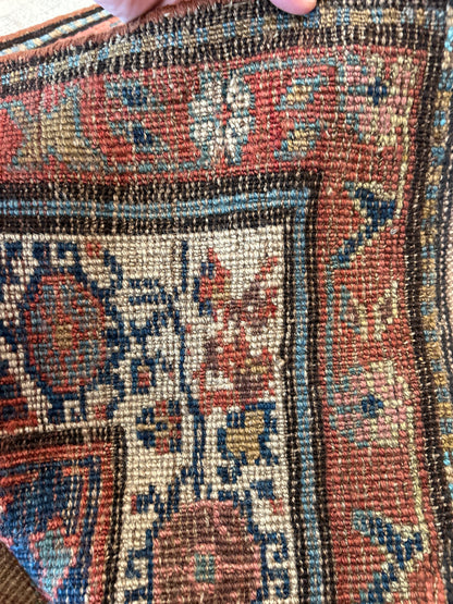 Antique Persian Kurdish Runner, 3'7" x 18', in camel, green, ivory and navy - photo 3