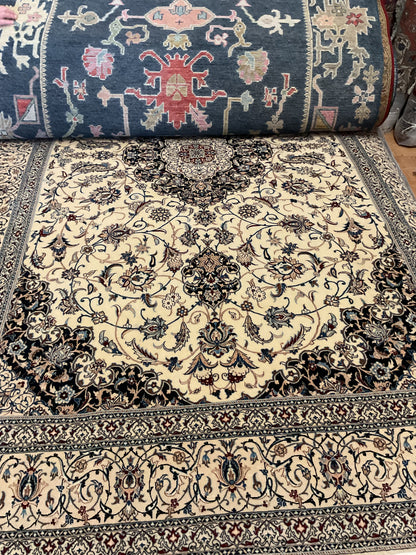 Persian Nain Rug, 6'7" x 10'4", in black, ivory, navy and red - photo 2
