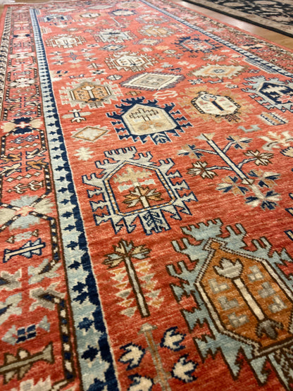 Afghan Turkman Runner, 4'1" x 9'10", in blue, ivory, navy and rust - photo 5