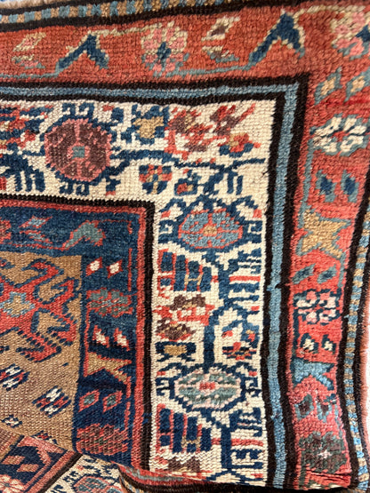 Antique Persian Kurdish Runner, 3'7" x 18', in camel, green, ivory and navy - photo 2