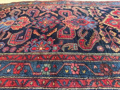 Antique Persian Mehraban Runner, 3'4" x 14'3", in navy, red and teal - photo 4
