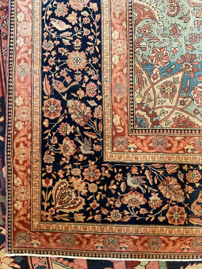 Antique Persian Mohtasham Rug, 8' x 10', in ivory, navy, red and teal - photo 2