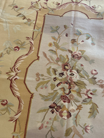 Sino Aubusson Tapestry, 8'11" x 11'6", in gold, green, ivory and pink - photo 3