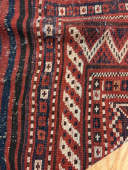 Persian Kurdish Runner, 4'9" x 11'9", in brown, ivory, navy and red - photo 3