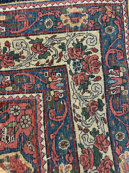 Antique Persian Bidjar Rug, 8'8" x 11'6", in ivory, navy and red - photo 4