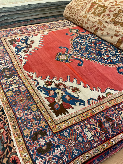 Antique Persian Mohal Rug, 8'11" x 11'3", in blue and red - photo 6