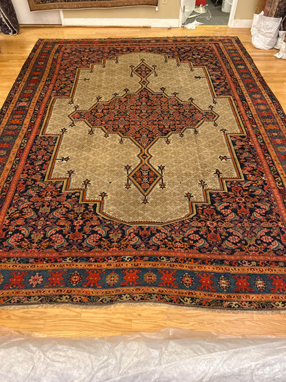 Antique Persian Malayer Rug, 11'9" x 15'5", in beige, navy, red and rust - photo 4