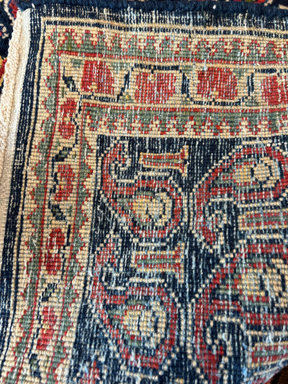 Vintage Persian Kurdish Runner, 3'3" x 9'10", in gold, ivory, navy and red - photo 3
