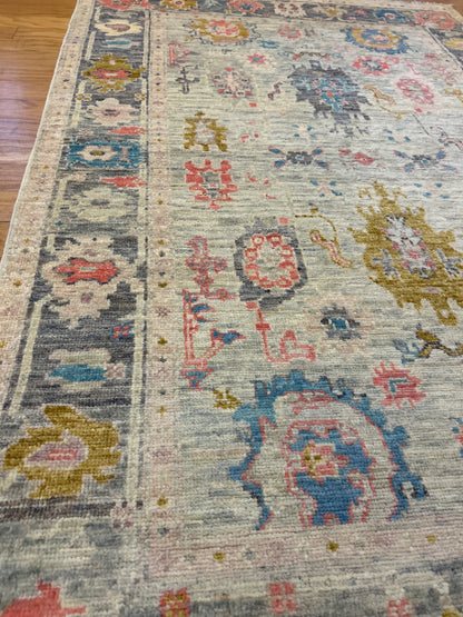 Pakistani Oushak Rug, 3'10" x 5'11", in blue, charcoal, gold and ivory - photo 6