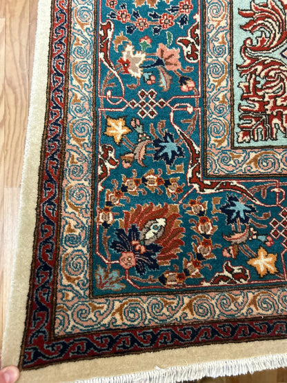 Vintage Persian Tabriz Rug, 8'1" x 10'1", in ivory, pink, red and teal - photo 3