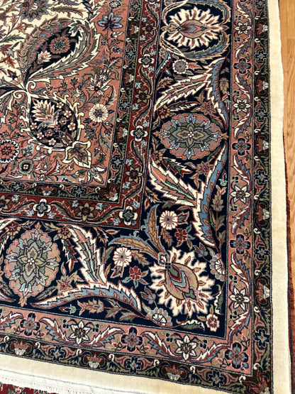 Vintage Sino Tabriz Rug, 9' x 11'10", in ivory, navy, red and rust - photo 3