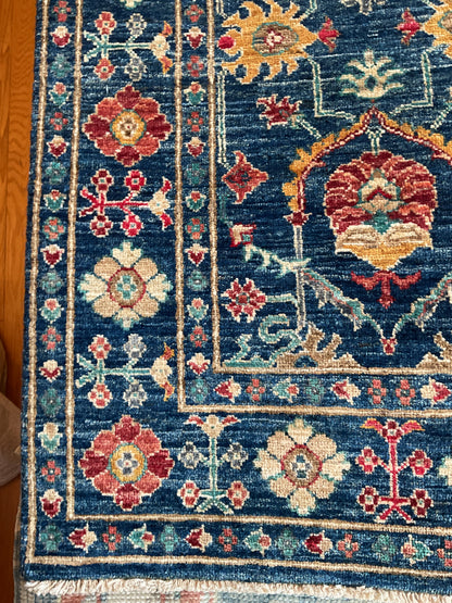 Afghan Mohal Runner, 2'8" x 11'6", in blue, gold, ivory and red - photo 2