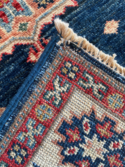 Afghan Kazak Runner, 2'8" x 10', in gold, ivory, navy and red - photo 4