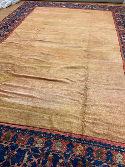 Antique Persian Zigler Mohal Rug, 12'2" x 16'8", in camel, navy and red - photo 2