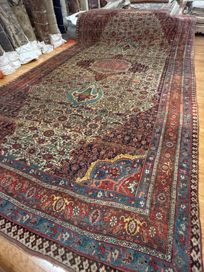 Antique Persian Bidjar Rug, 12' x 20'10", in blue, ivory, navy and red - photo 2