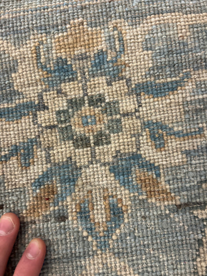 Indian Mohal Rug, 8'1" x 10'1", in baby blue, beige and gold - photo 4
