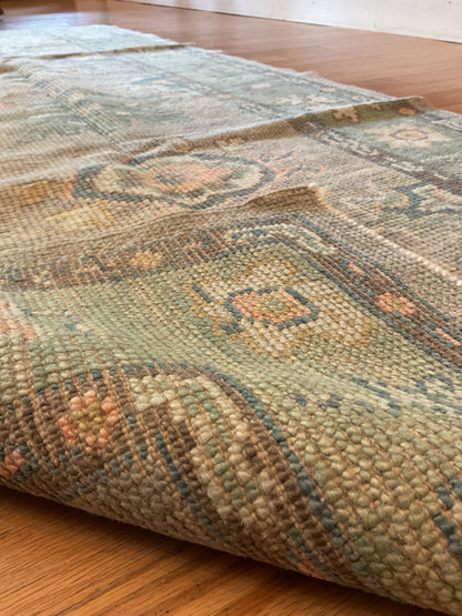 Turkish Oushak Runner, 3'3" x 7'7", in brown, green, grey and peach - photo 2