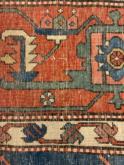 Antique Persian Serapi Rug, 11'3" x 14'5", in blue, ivory, navy and rust - photo 3