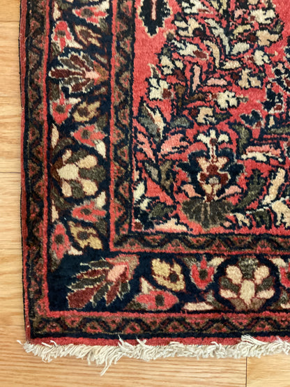 Antique Persian Sarouk Rug, 3'5" x 4'9", in brick, ivory and navy - photo 2