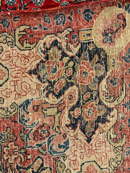 Antique Persian Sarouk Rug, 4'2" x 6'8", in ivory, navy, pink and red - photo 4