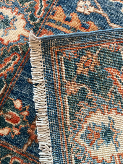 Pakistani Peshawar Runner, 2'9" x 9'9", in blue, green, ivory and orange - photo 4