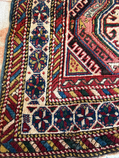 Antique Russian Kazak Runner, 2'11" x 11'1", in burgundy, ivory, navy and red - photo 2