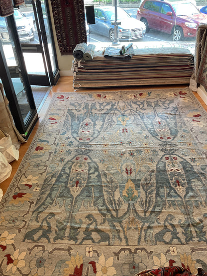 Turkish Oushak Rug in beige, blue, grey and red - photo 2