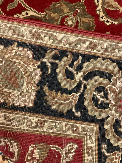 Indian Agra Jaipur Rug, 6' x 9', in beige, black, green and red