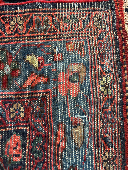 Antique Persian Mehraban Runner, 3' x 16'10", in navy, red and teal - photo 4