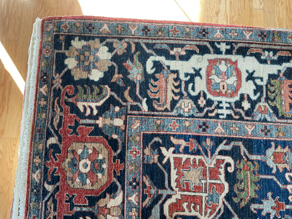 Pakistani Heriz Serapi Rug, 10'3" x 13'10", in blue, ivory, navy and red - photo 3