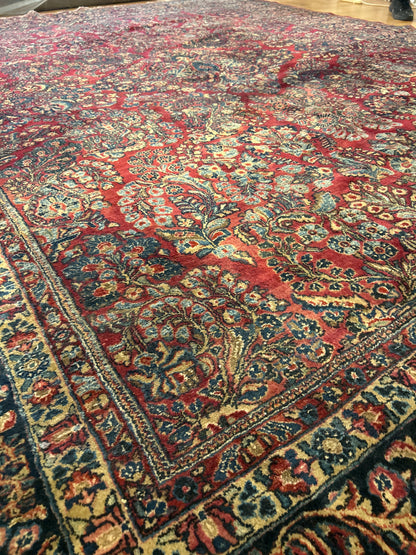 Antique Persian Sarouk Rug, 10'10" x 13'5", in blue, gold, ivory and navy - photo 6