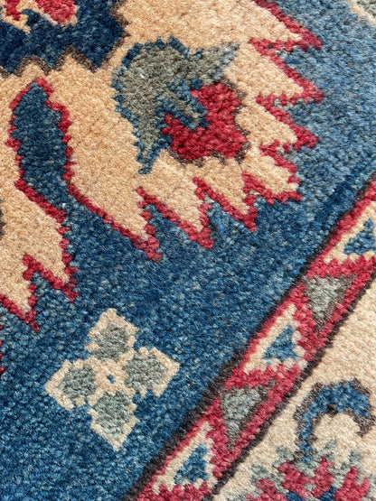 Afghan Kazak Runner, 2'8" x 9'7", in blue, green, ivory and red - photo 3