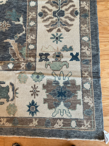 Turkish Oushak Rug, 9'2" x 12'1", in brown, charcoal, ivory and teal - photo 3