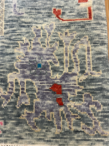 Indian Oushak Rug, 8' x 10', in grey, ivory, red and slate - photo 3