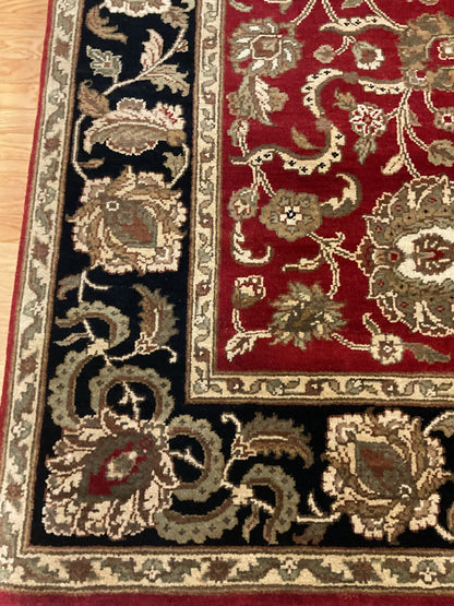 Indian Agra Jaipur Rug, 6' x 9', in beige, black, green and red - photo 2