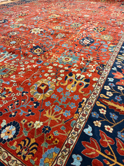 Turkish Mohal Rug, 13'5" x 19'5", in blue, gold, navy and red - photo 5